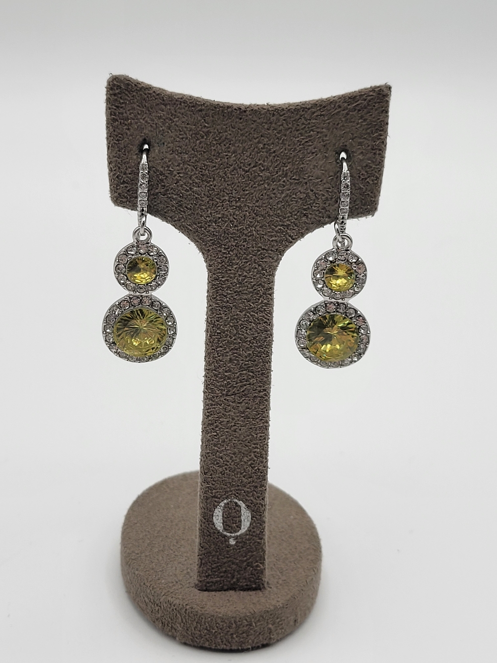 Unmarked Glass Yellow Crystal Double-Drop Dangle Earrings